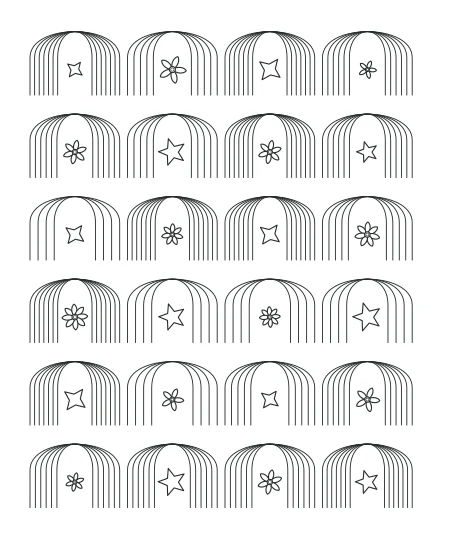 Leaf & Light Deco Arches — uncolored deco arches drawing
