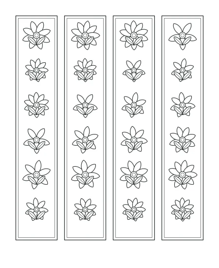 Leaf & Light Floral Bookmarks — uncolored floral bookmarks drawing