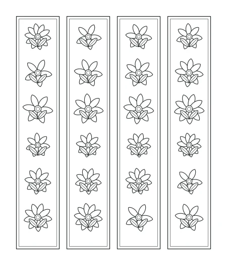 Leaf & Light Floral Bookmarks — uncolored floral bookmarks drawing