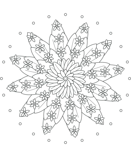 Leaf & Light Flower Medallions — uncolored flower medallions drawing