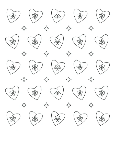 Leaf & Light Heart Lace — uncolored heart lace drawing