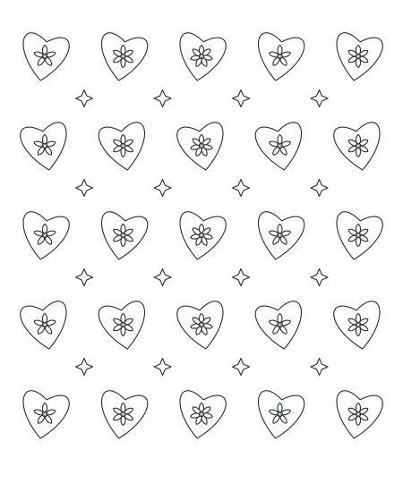 Leaf & Light Heart Lace — uncolored heart lace drawing