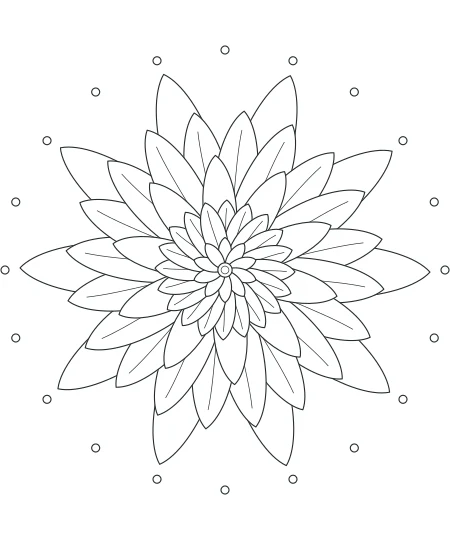 Leaf & Light Petal Mandala — uncolored petal mandala drawing