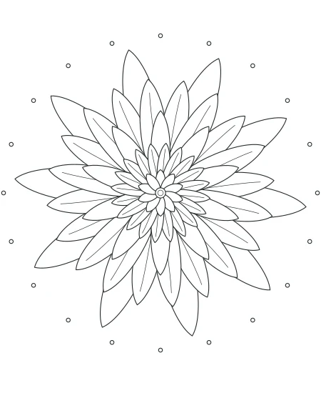 Leaf & Light Petal Mandala — uncolored petal mandala drawing