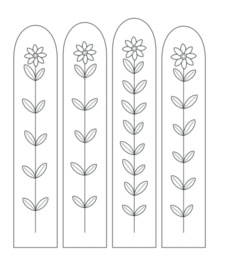 Little Solstice Botanical Windows — uncolored botanical windows drawing
