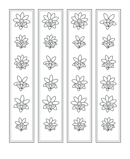 Little Solstice Floral Bookmarks — uncolored floral bookmarks drawing