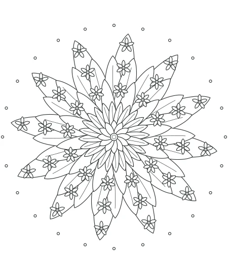 Little Solstice Flower Medallions — uncolored flower medallions drawing