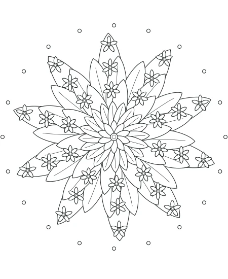 Little Solstice Flower Medallions — uncolored flower medallions drawing