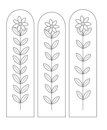 Moon Garden Botanical Windows — uncolored botanical windows drawing