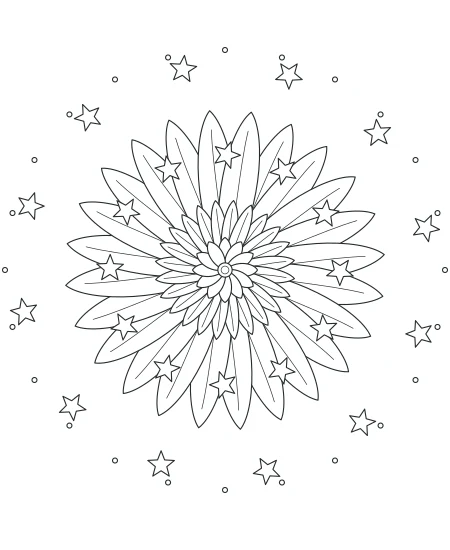 Moon Garden Celestial Mandala — uncolored celestial mandala drawing