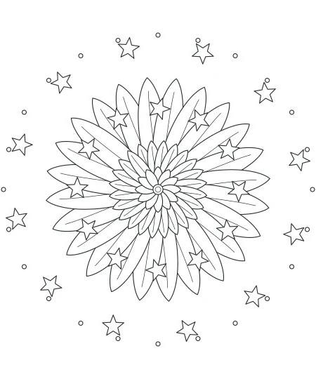Moon Garden Celestial Mandala — uncolored celestial mandala drawing