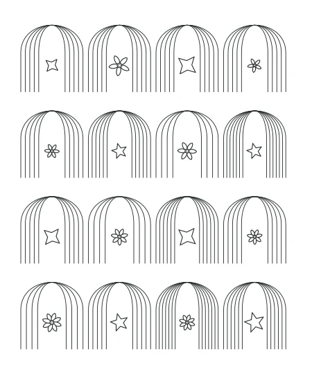 Moon Garden Deco Arches — uncolored deco arches drawing