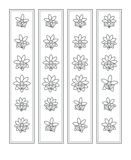 Moon Garden Floral Bookmarks — uncolored floral bookmarks drawing