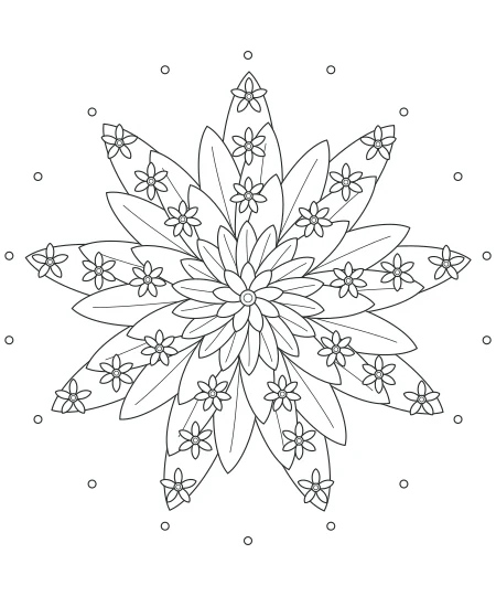 Moon Garden Flower Medallions — uncolored flower medallions drawing
