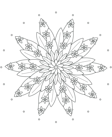 Moon Garden Flower Medallions — uncolored flower medallions drawing