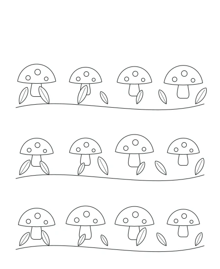 Moon Garden Woodland Mushrooms — uncolored woodland mushrooms drawing