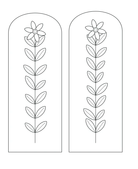Moss & Petal Botanical Windows — uncolored botanical windows drawing