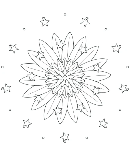 Moss & Petal Celestial Mandala — uncolored celestial mandala drawing
