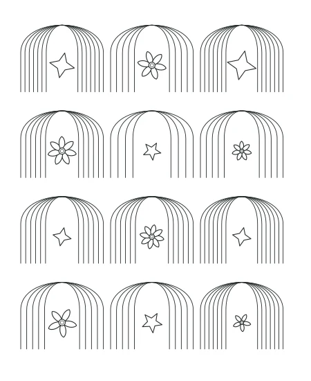 Moss & Petal Deco Arches — uncolored deco arches drawing