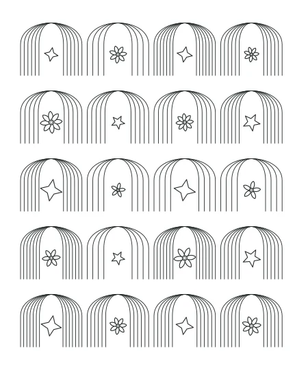 Moss & Petal Deco Arches — uncolored deco arches drawing