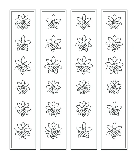 Moss & Petal Floral Bookmarks — uncolored floral bookmarks drawing