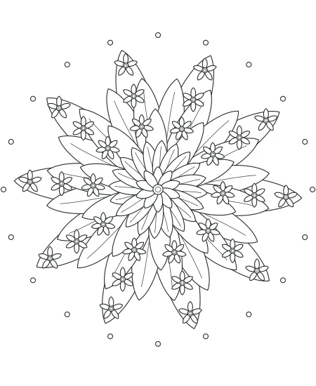 Moss & Petal Flower Medallions — uncolored flower medallions drawing