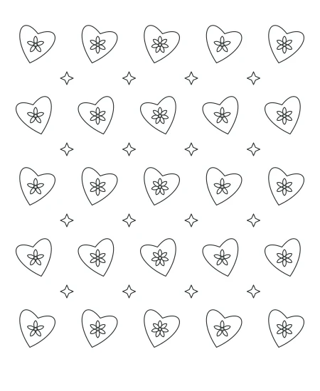 Moss & Petal Heart Lace — uncolored heart lace drawing
