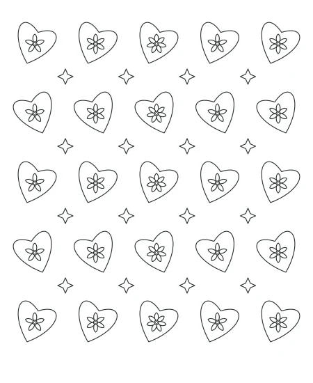 Moss & Petal Heart Lace — uncolored heart lace drawing