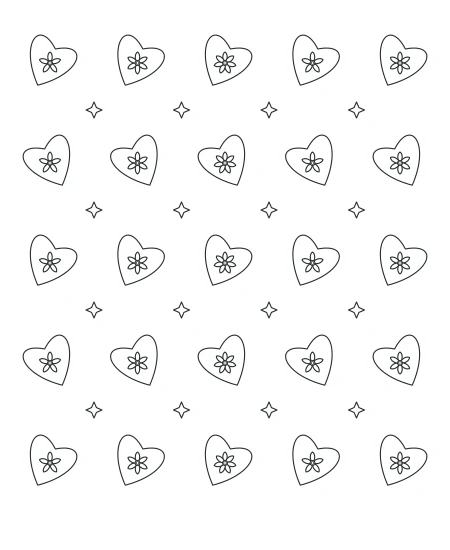 Moss & Petal Heart Lace — uncolored heart lace drawing