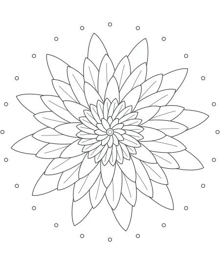 Moss & Petal Petal Mandala — uncolored petal mandala drawing