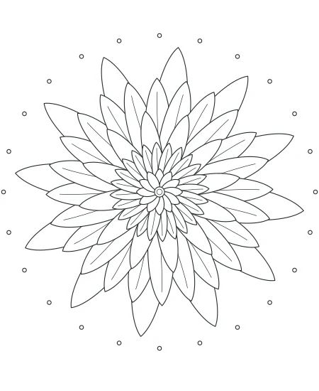 Moss & Petal Petal Mandala — uncolored petal mandala drawing