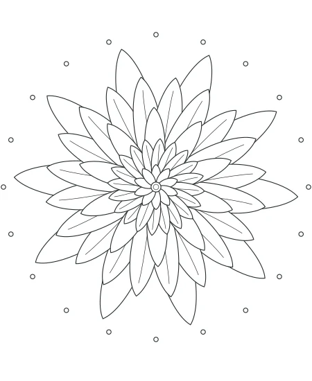 Moss & Petal Petal Mandala — uncolored petal mandala drawing