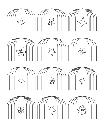 Deco Arches black-and-white line drawing