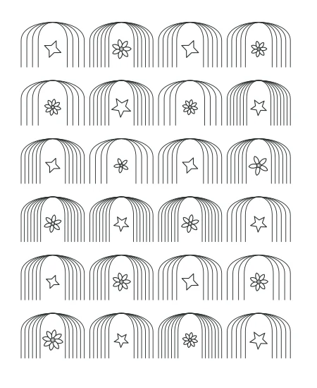 Petal Path Deco Arches — uncolored deco arches drawing