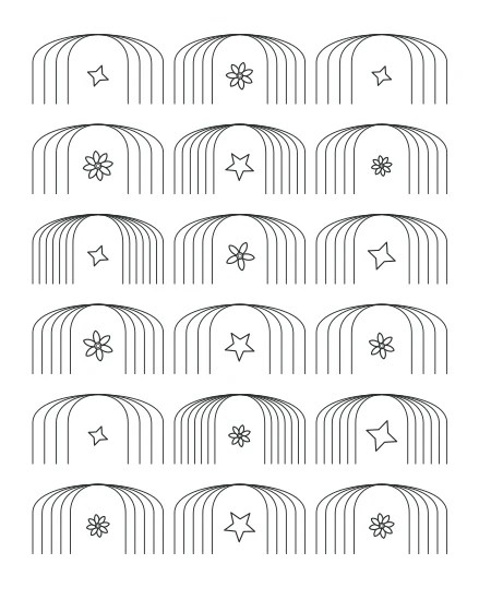 Petal Path Deco Arches — uncolored deco arches drawing