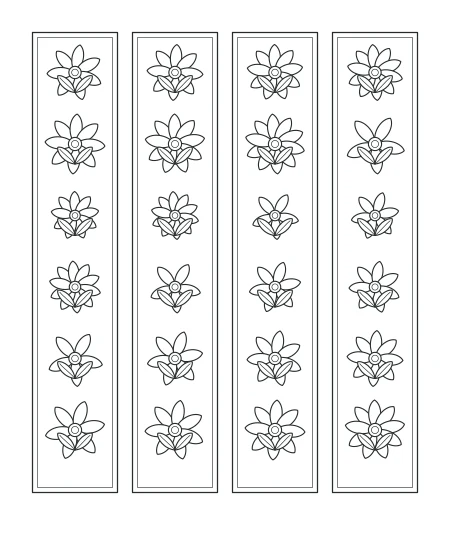 Petal Path Floral Bookmarks — uncolored floral bookmarks drawing
