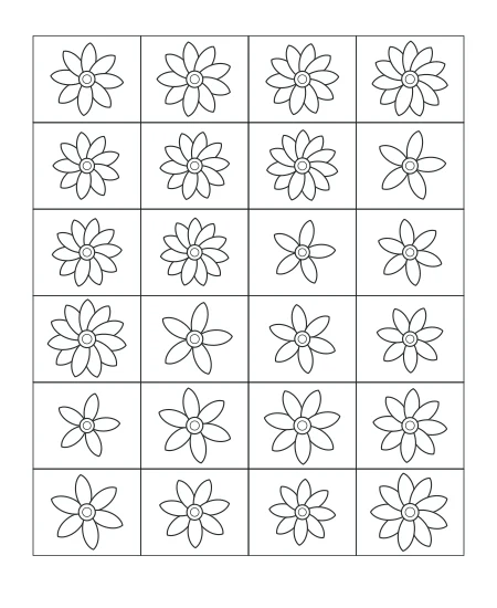 Petal Path Garden Mosaic — uncolored garden mosaic drawing