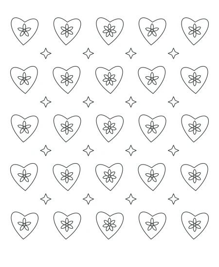 Petal Path Heart Lace — uncolored heart lace drawing