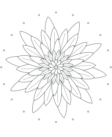 Petal Path Petal Mandala — uncolored petal mandala drawing