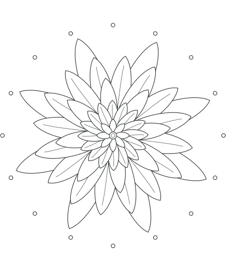 Petal Path Petal Mandala — uncolored petal mandala drawing