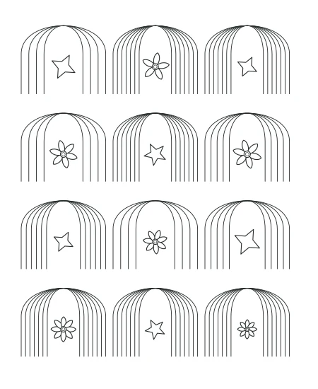 Quiet Meadow Deco Arches — uncolored deco arches drawing