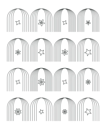 Quiet Meadow Deco Arches — uncolored deco arches drawing