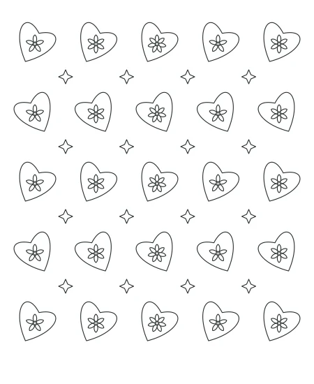 Quiet Meadow Heart Lace — uncolored heart lace drawing