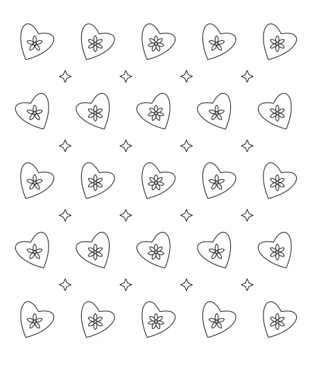 Quiet Meadow Heart Lace — uncolored heart lace drawing
