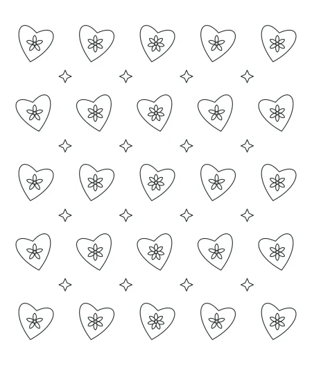 Quiet Meadow Heart Lace — uncolored heart lace drawing