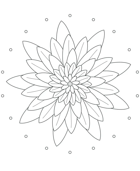 Petal Mandala black-and-white line drawing