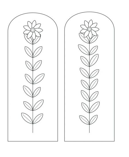 Sage Daydream Botanical Windows — uncolored botanical windows drawing