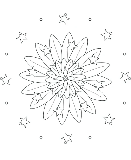 Sage Daydream Celestial Mandala — uncolored celestial mandala drawing