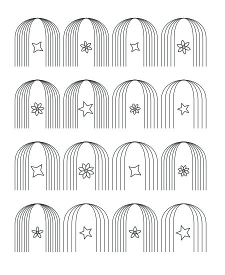 Sage Daydream Deco Arches — uncolored deco arches drawing