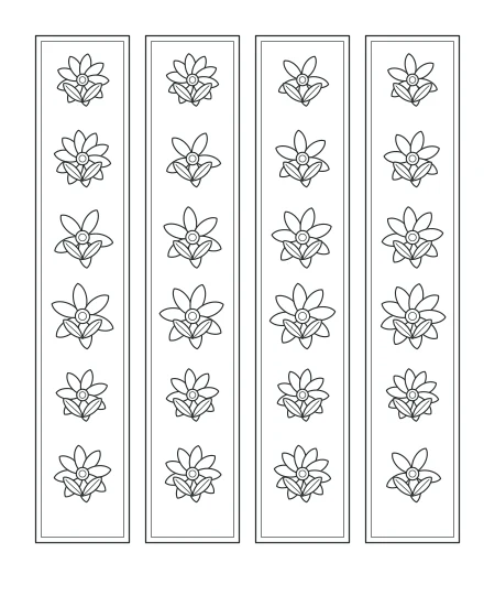 Sage Daydream Floral Bookmarks — uncolored floral bookmarks drawing